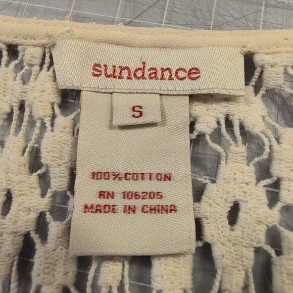 Sundance Cream Sheer Lacey Peplum Top, size small, Boho, Casual, Spring/Summer - Picture 3 of 8